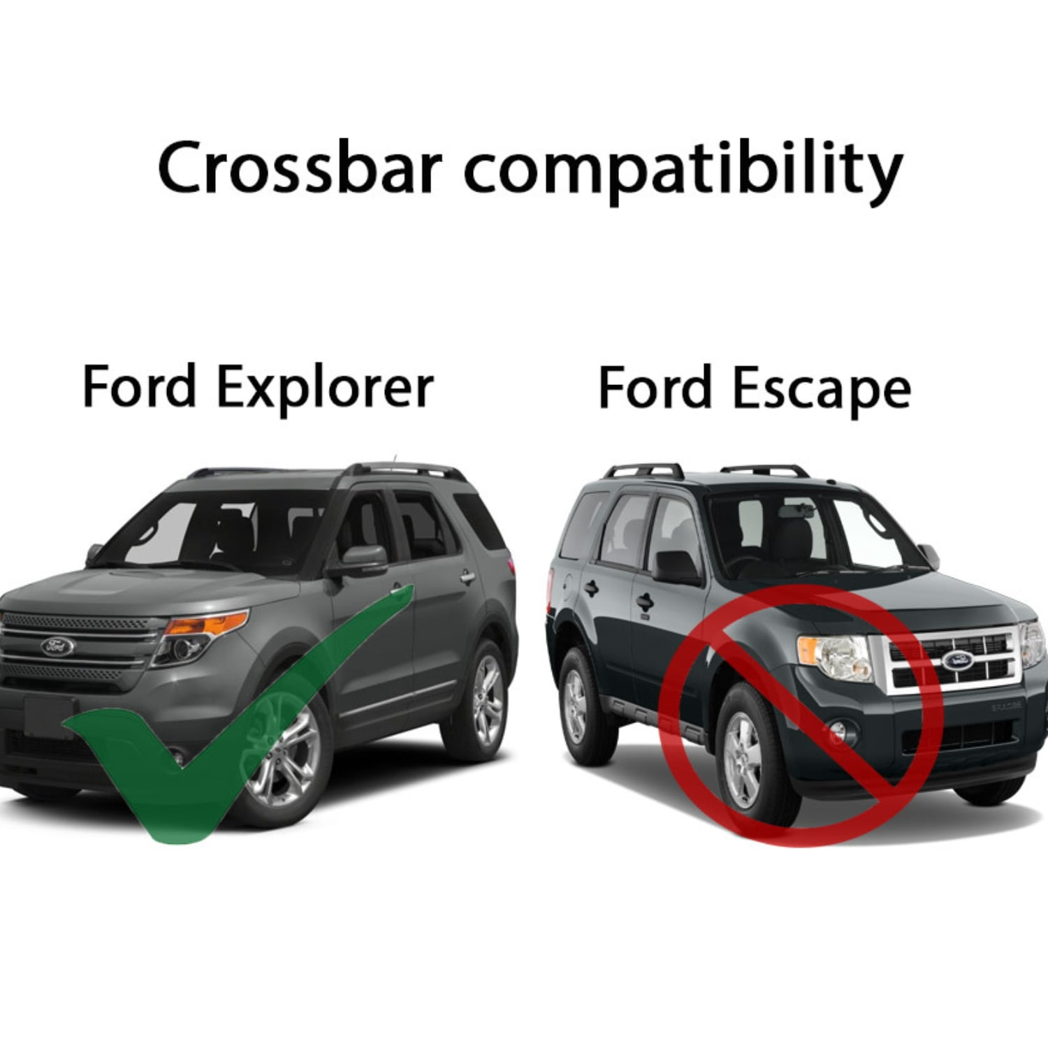 BRIGHTLINES Roof Rack Crossbars Replacement for Ford Explorer 2011-2015 a Set of 2pcs, Black Aluminum Top Cargo Rack
