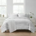 thumbnail image 2 of Sweet Home Collection 3 Piece Embroidered Checkered Quilt and Pillow Sham Set Queen Gray, 2 of 5