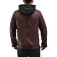 thumbnail image 2 of X RAY Jeans Mens Grainy PU Moto Jacket with Hood and Faux Shearling Lining, Burgundy/Black, XL, 2 of 10