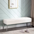 thumbnail image 3 of Duhome Elegant Lifestyle Bench Faux Leather Upholstered Bench for Bedroom Entryway Modern Tufted Bed End Bench White, 3 of 11