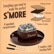 Nostalgia Indoor Smores Maker Smores Kit, Electric Smore Maker with 4 Marshmallows Roasting Forks, Brown