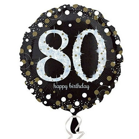 18 inch Sparkling Birthday 80 Foil Mylar Balloon - Party Supplies Decorations