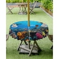 thumbnail image 4 of nqOlkjepod Turtle Outdoor Tablecloth with Umbrella Hole & Zipper, Blue Ocean Sea Shark Coral Cartoon Fish Summer Round Table Cover 54 Inch, Dining Waterproof Table Cloth Protector for Patio/Party, 4 of 7