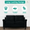 thumbnail image 6 of Raelynn Button Tufted Loveseat Sofa- Affordable Black Small Loveseat for Budget-Conscious Buyers - Microfiber Couch for Small Spaces - Durable and Sturdy Living Room Furniture with Tool-Free Assembly, 6 of 18