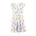 thumbnail image 4 of Girls Easter Clothes Ruffle Tiered Dress Fly Sleeve Crew Neck Cute Bunny Eggs Print Spring Holiday Short Dress (10-11 Years, Easter #A), 4 of 5