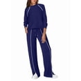 thumbnail image 1 of Conjuntos de Salón para Mujer, Conjuntos de 2 Piezas para Otoño, Pantalones Anchos, Conjuntos A Juego, Ropa de Mujer Azul Oscuro M, 1 of 8