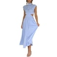 thumbnail image 1 of Innerwin Robe d'Été de Plage Col Montant Femmes Robes Longues Maxi Vacances Couleur Unie Décontractée Robe Débardeur Bleu Clair TG, 1 of 3