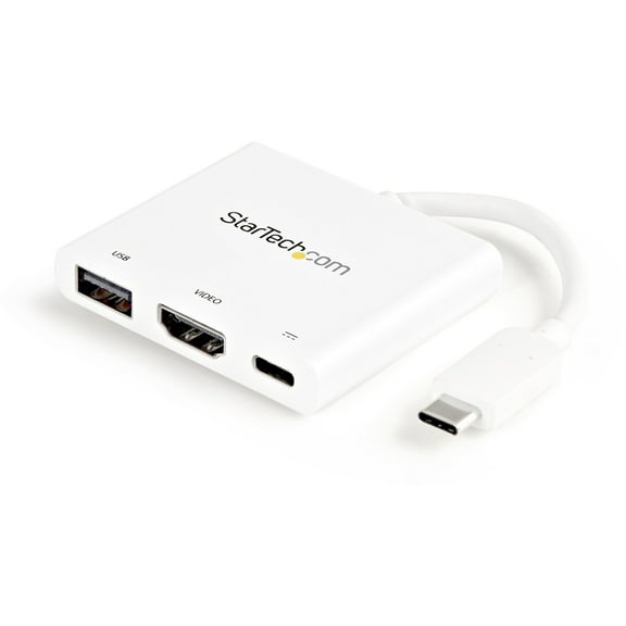 StarTech CDP2HDUACPW USB-C to HDMI Adapter - White - 4K 30Hz - Thunderbolt 3 Compatible - with Power Delivery (USB PD) - USB C Dongle