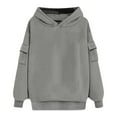 thumbnail image 4 of DeHolifer Women's Sweatshirts Solid Color Long Sleeve Side Pockets Hoodies Pullover Sweatshirts Casual Loose Pullover Tops Gray S, 4 of 6