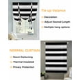 thumbnail image 3 of Black Grey Stripe Tie Up Curtains for Window, Thermal Insulated Balloon Shade Adjustable Rod Pocket Curtains Valance Panels for Kitchen Bathroom Cafe 42 x 54 Minimalist Farmhouse Striped, 3 of 6