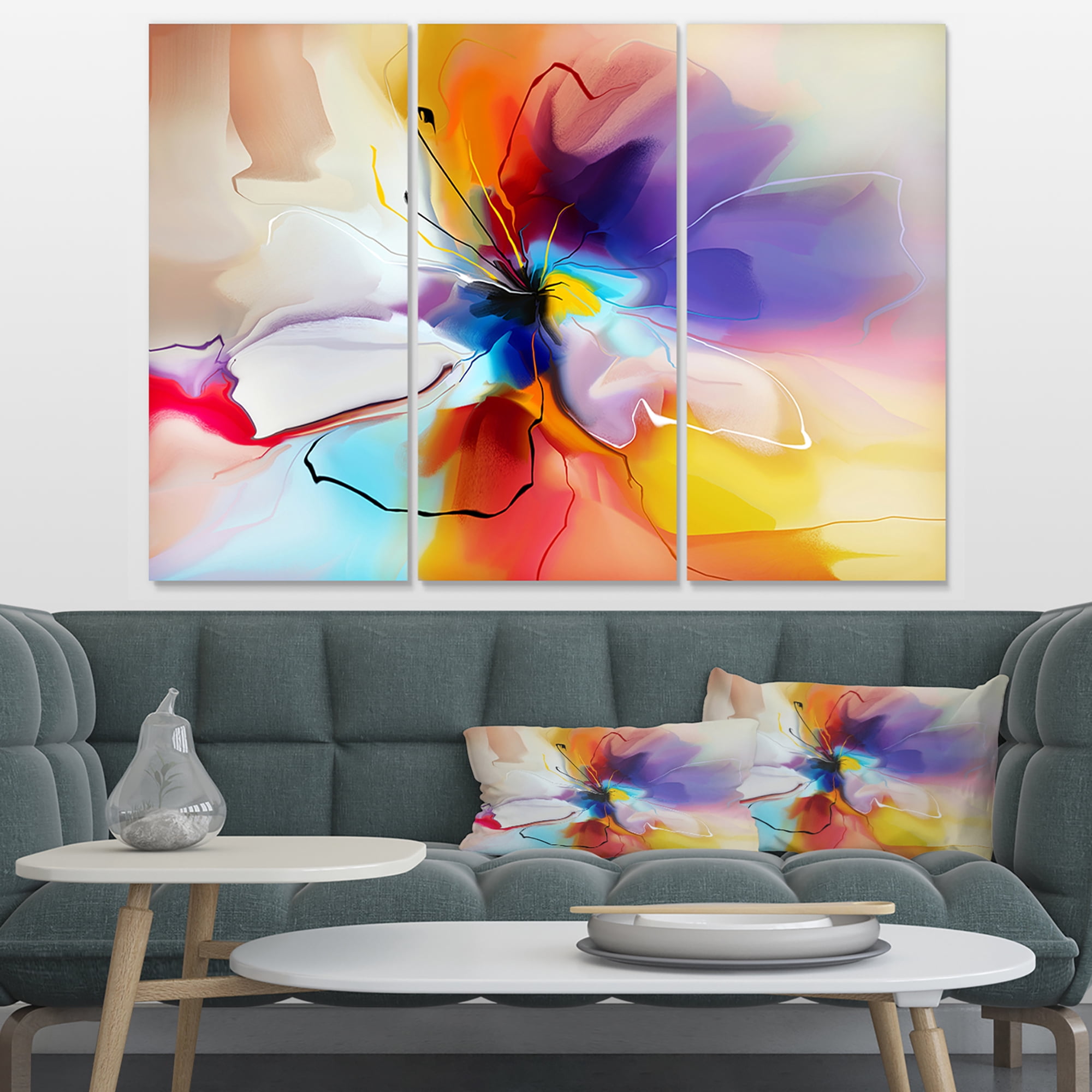 Designart 'Creative Flower in Multiple Colors ' Floral canvas art