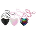 thumbnail image 1 of MasteelfCA 3Pcs Trendy Heart Shape Purses Sequin Wallets Practical Coin Purses with Lanyard, 1 of 7
