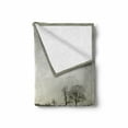 thumbnail image 2 of Nature Soft Flannel Fleece Blanket, Landscape Shady Tones with Isolated Trees over Island Calm Fog Blurry Environment Print, Cozy Plush for Indoor and Outdoor Use, 50" x 70", Sepia, by Ambesonne, 2 of 6