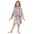 thumbnail image 6 of FORMRS Niños Bathrobe Unisex Hooded Robe Soft Plush Pajamas Sleepwear, Size 2-3T, Light Colorful Circles, 6 of 7