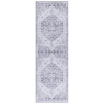 SAFAVIEH Tucson Melvin Oriental Machine Washable Runner Rug, Gray/Light Gray, 2'6" x 8'
