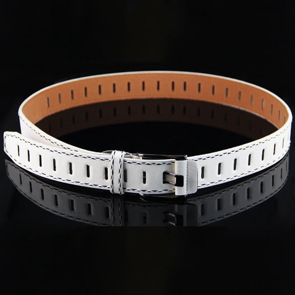 Belts for Men Trendy Silver Buckle Father's Day Fashion Gifts Leather Strap Women Belts with Gold Buckle Fashion Leather Skinny Belts for Men Silver Buckle Women Thin Belts for Dress Pants