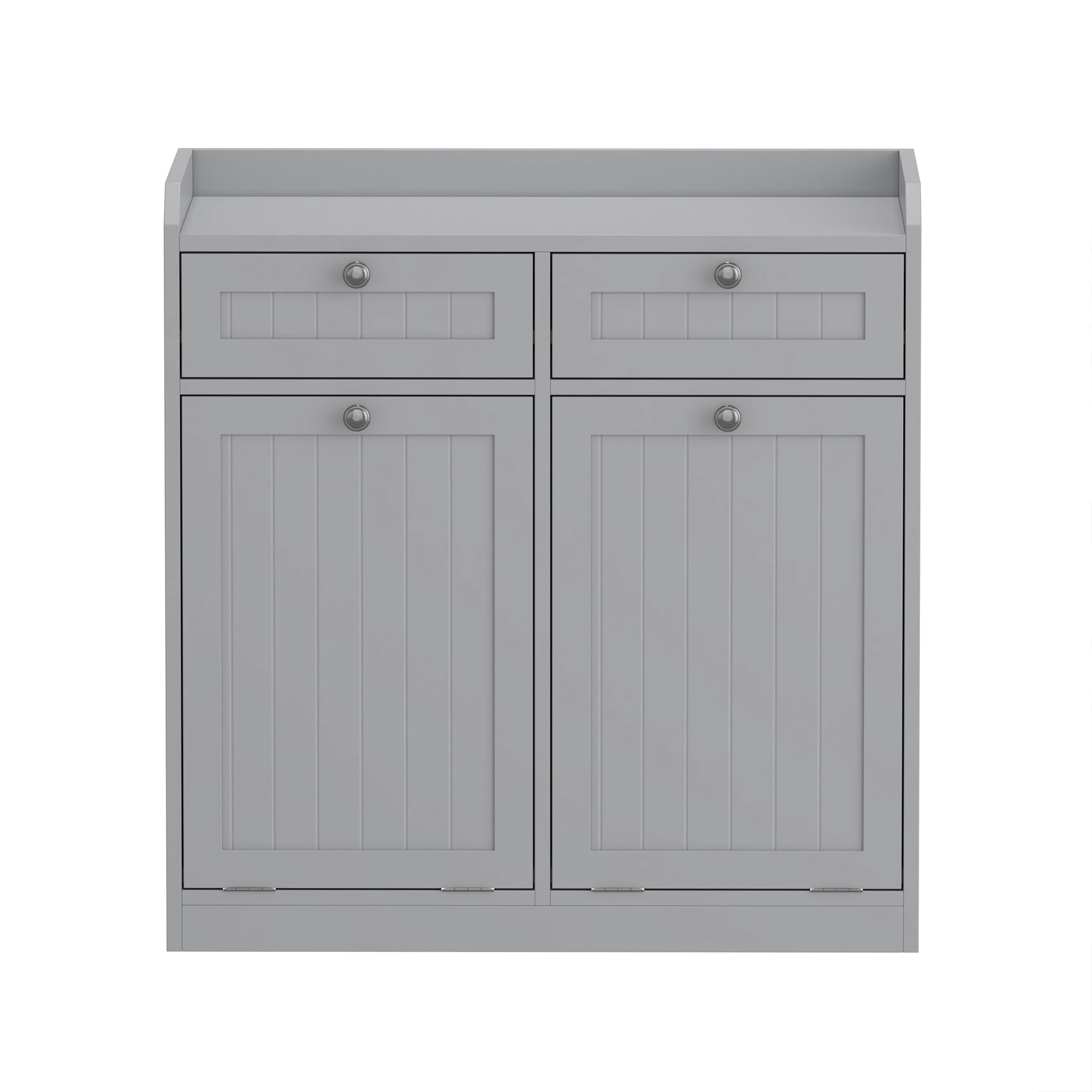 Tilt Out Laundry Cabinet Bathroom Laundry Cabinet Bathroom Storage Cabinet with 2 Hampers Baskets and Drawers,Gray