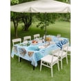 thumbnail image 4 of Outdoor Tablecloth with Umbrella Hole for Patio/Picnic/Party/Camping, Blue Coral Coastal Waterproof Table Cloth Rectangle Table Cover Washable, Seaside Summer Beach Ocean Modern Art (54"x 80"), 4 of 9
