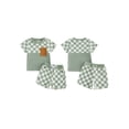 thumbnail image 2 of AceBaby Toddler Baby Boys Summer Waffle Outfits 3M-5Y Checkerboard Print 2Pcs Short Clothes Set, 2 of 9