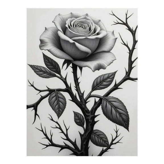 Diamond Art Kit for Adults, Elegant Monochrome Rose Thorns Diamond Painting for Adults Beginners, 5D DIY Diamond Art Painting Kits, Colorful Diamond Painting Craft for Home Decor 12x16