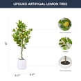 thumbnail image 3 of American Art Decor Realistic Artificial Lemon Tree Faux Plant in a white pot for Home Decor, Indoor Living Room, or Office, 60", 3 of 7