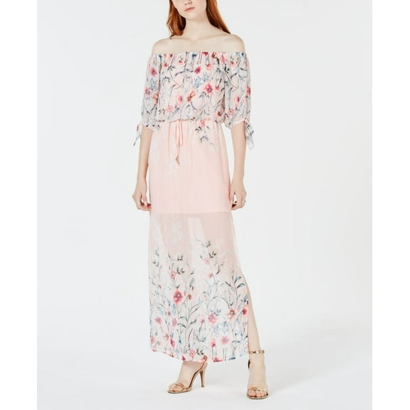 City Studios Juniors Printed Off The Shoulder Maxi Dress;XL