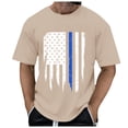 thumbnail image 3 of YDLCAFD T-Shirt Homme Jour de l'Indépendance Été Manches Courtes Haut Rayé Bleu Imprimé Drapeau Mode Style Décontracté de Rue, 3 of 6
