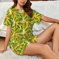 thumbnail image 4 of Fuzoiu Autumn Harvest Cartoon Corn Print Women's Short-Sleeved Pajama Set,Lounge Sleepwear Set,Womens Pajama Sets 2 Piece,Button-Up Top and Shorts with Pockets-Small, 4 of 7