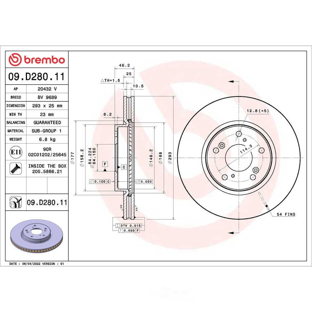 Brembo 09.D280.11 PRIME Disc Brake Rotor