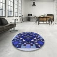 thumbnail image 3 of Ahgly Company Indoor Square Patterned Denim Dark Blue Area Rugs, 6' Square, 3 of 6