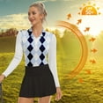 thumbnail image 2 of Women’s Colorblock Golf Polo Shirt Long Sleeve Collared V-Neck Quick Dry Tennis Top with UV Protection, 2 of 5