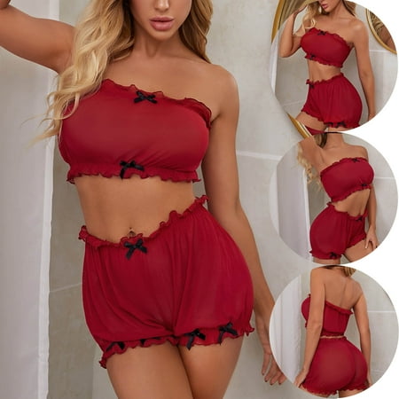 

ãTOTOãBra Brief Sets Women Pure Color Two Piece Set Of Underwear Pajamas