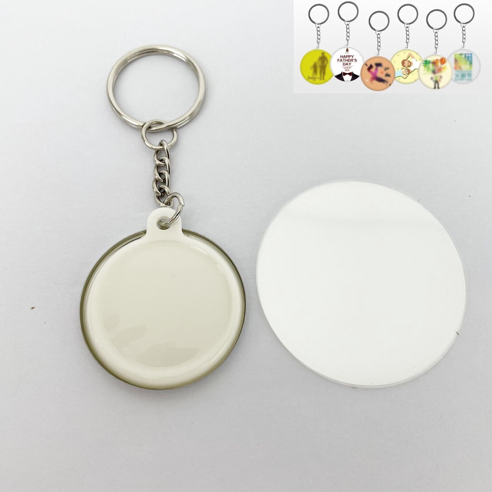 INTBUYING Φ37mm (1-1/2") Key Chain Button Parts for DIY 100 Sets/Pack
