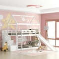 thumbnail image 1 of White Twin Over Twin House Bunk Bed with Drawers and Slide, 1 of 8