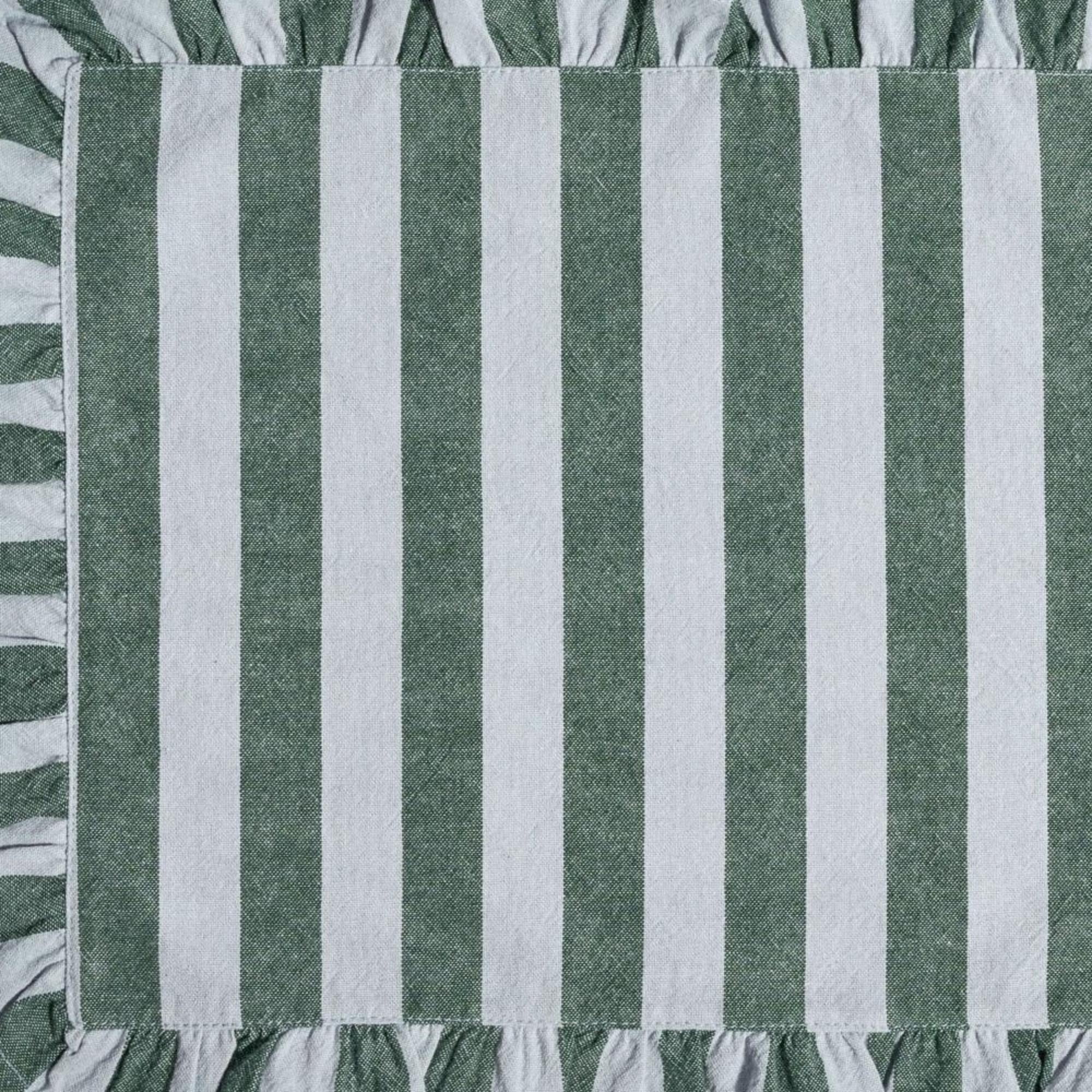 Beautiful Ruffle Stripe Fabric Placemat by Drew Barrymore, Cornflower Blue/Thyme Green, 20"W x 14"L