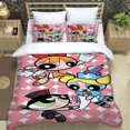 thumbnail image 2 of Juegos de cama con dibujos animados 3D de Powerpuff Girls, exquisitos suministros para la cama, juego de edredón, juego de cama de lujo, regalo de cumpleaños, 2 of 8
