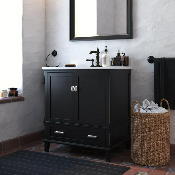 Dhp Otum 30 Inch Bathroom Vanity With Sink Black Com - Bathroom Vanity Without Sink 30