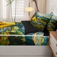 thumbnail image 4 of catabedysis Stained Glass Camping Zipper Full Size Comforter Sets with Fitted Sheet and 2 Pillowcases,Rustic Bohemian Style Zipper Bedding Set For Boys,Multicolor,Black Reversible,4 Pieces, 4 of 7
