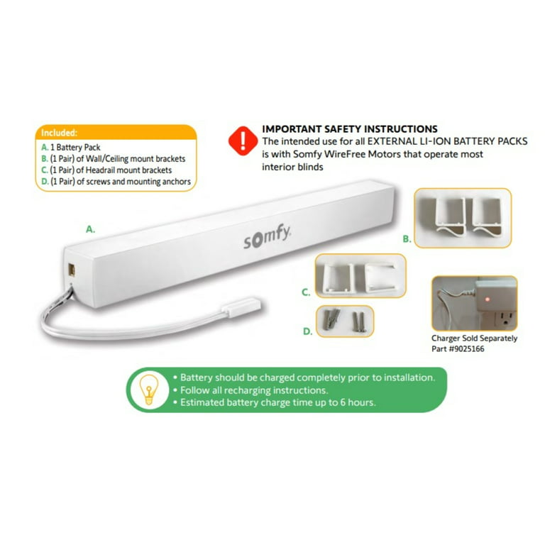 Somfy Chargeur lithium-ion – Charge batterie lithium-ion