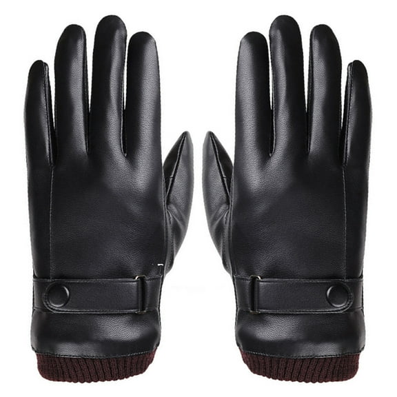 UDIYO Winter Outdoor Faux Leather Warm Waterproof Full Finger Gloves for Cycling
