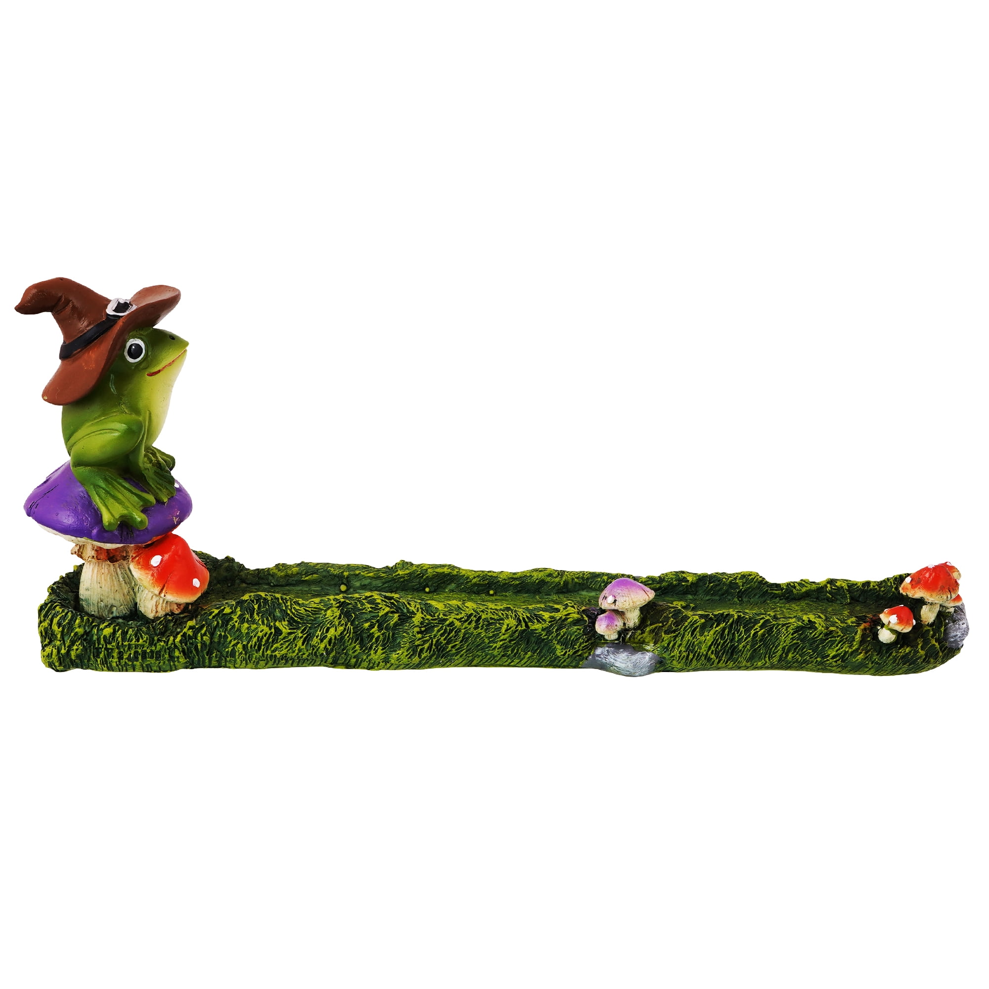Whimsical Magical Frog Incense Burner – 10 x 1.5 Inch Hand-Painted Cold Cast Resin Holder for Stick or Cone Incense for Meditation, Yoga, Relaxation, and Spiritual Spaces