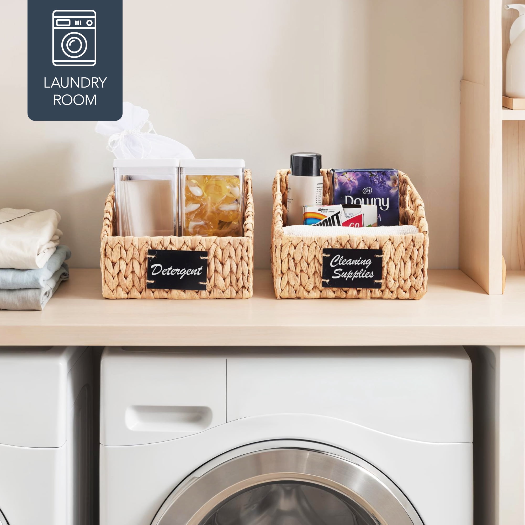 Best Choice Products Storage Pantry Baskets for Organizing, Wicker Basket w/ Built-in Handles  Natural