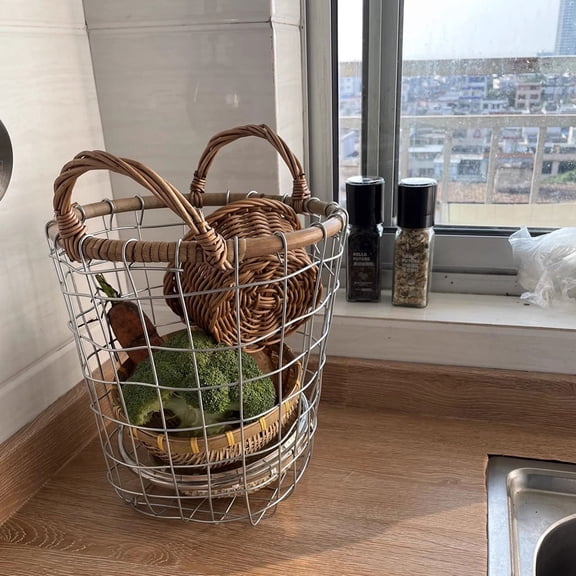 BESTYASH Outdoor Firewood Racks Wire Storage Basket Multi Rattan Vintage Design 1Pack