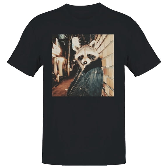 Urban Raccoon Nightlife Men's Black T-shirt