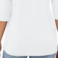 thumbnail image 5 of ClodeEU Women's V Neck 3/4 Sleeve Button Top ,Casual Summer Tunic Blouse White,Womens Plus XXL, 5 of 5