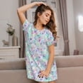 thumbnail image 3 of Balery Sequins Pattern Womens Short Sleeve Sleepshirt Scoopneck Cute Nightdress Comfy Nightgown Loungewear Dress, 3 of 6