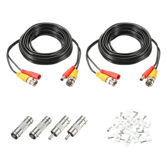 BNC Video Power Cable,3m/10ft All-in-One Security Camera Wire,2 Set Black