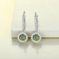 thumbnail image 2 of Divine Creation 925 Sterling Silver 2Ct Round Cut Green Peridot Drop Dangle Earrings For Women's 14K White Gold Plated, 2 of 3