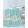 thumbnail image 3 of Aqua Beige Striped Towel Set of 3, Soft Microfiber Bath Towels, Hand Towel, Washcloths, Modern Farmhouse Retro Lines Quick-Dry Absorbent Towels for Bathroom Kitchen Hotel Beach Gym Spa, 3 of 7