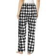 thumbnail image 3 of Naloa Black Tartan Plaid Print Women’s Ultra-Soft Comfy Pajama Lounge Pants with Pockets & Drawstring, 3 of 8